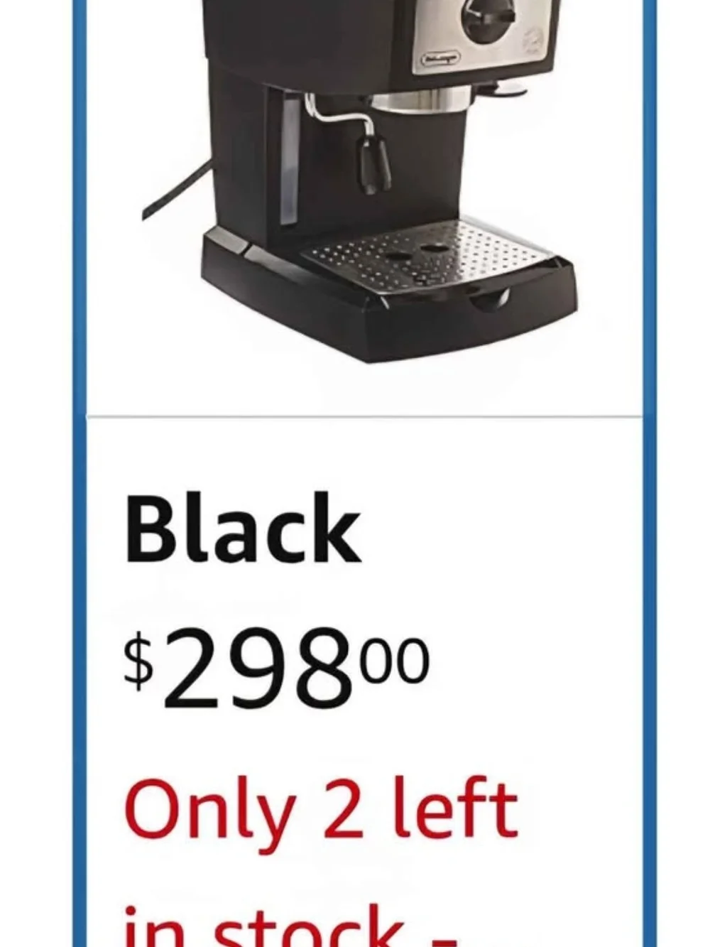 De'Longhi Black Espresso Machine with Steam Wand